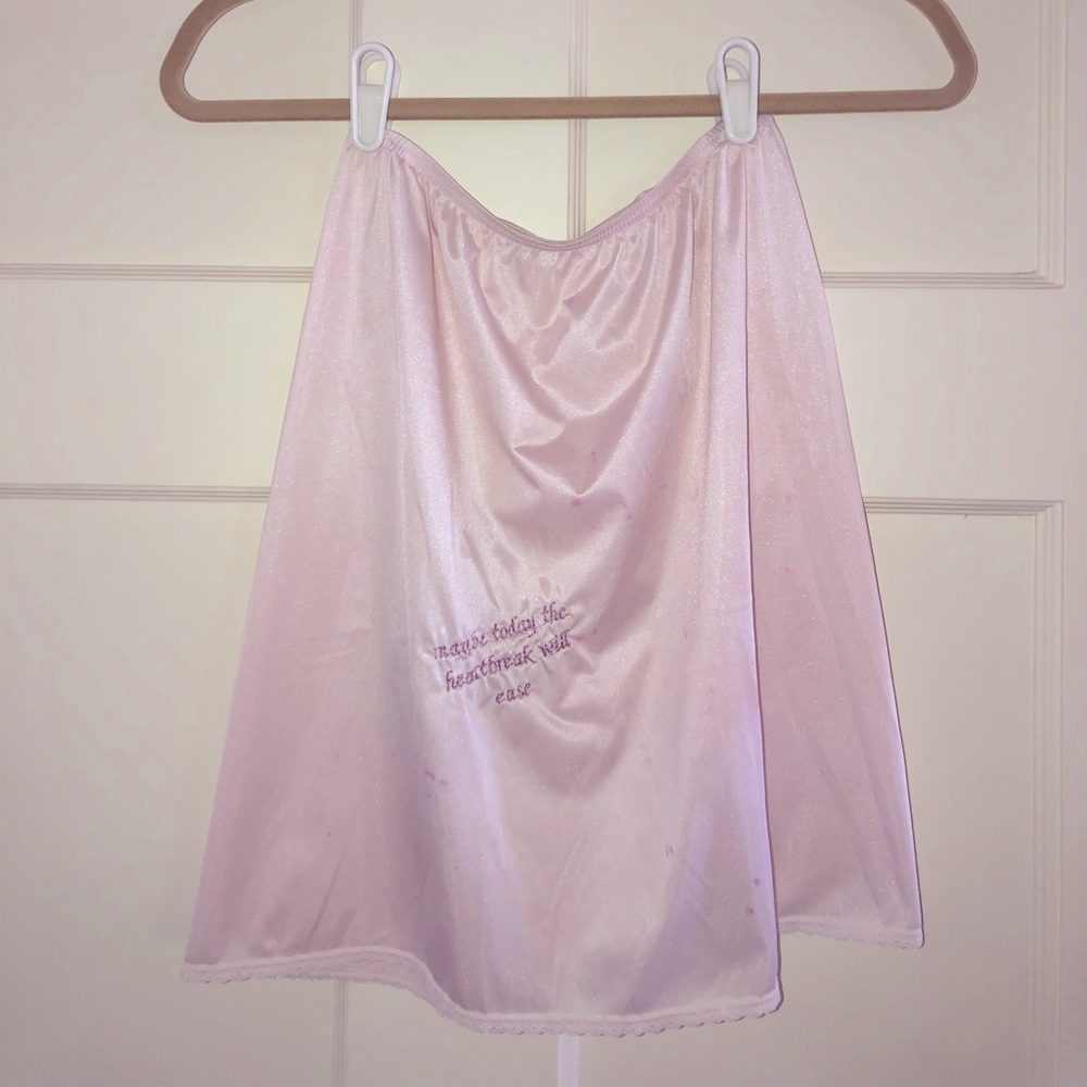 VINTAGE SLIP SKIRT (embroidered by local artist)